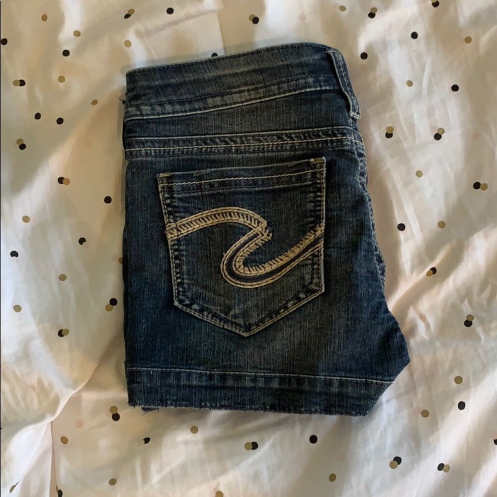 Silver jean shorts